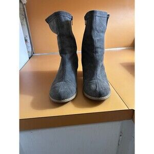 Mid Calf Fubu Malibu Gray Suede W/ Contrast Stitching Booties, Size 8.5